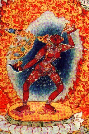 Vajrayogini drinking and transforming the negative karma of her devotees 